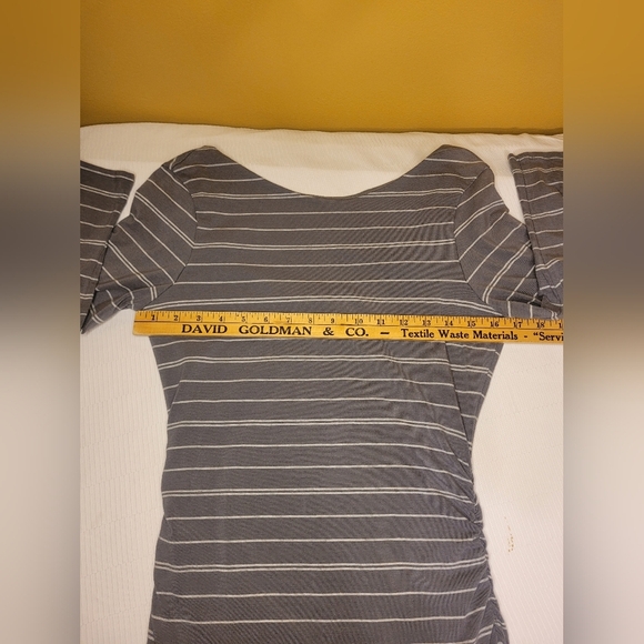 Athleta Comeback Striped Ruched Midi Length Long Sleeve Dress sz S 779703 - Picture 4 of 9